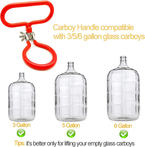 Carboy Handle, 2 Pack Carboy Carrying Handle Heavy Duty Carboy Holder for Smooth Neck 3 Gallon 5 Gallon 6 Gallon 6.5 Gallon Glass Carboys for Ferm...