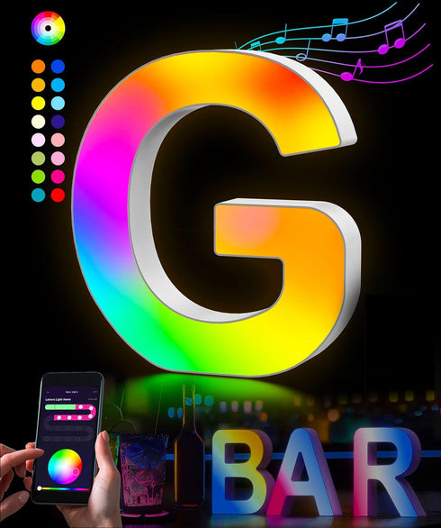 Table Lamp RGB Letter Lights -26 alphabet Smart APP with 128+ Scenes DIY Mode Music Sync Bedside Table Lamp for Livingroom Nightstand Office Readi...