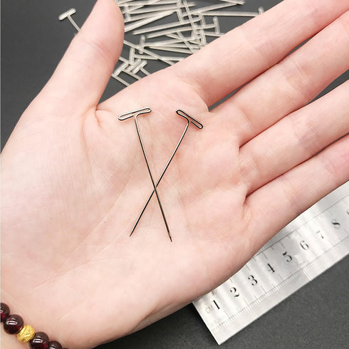 150 Pcs T Pins, Sewing Pins for Blocking Knitting, Modelling, Wig Making and Crafts, Straight Pins T-Pins Stainless Steel Nickel Plated with Stora...