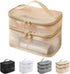 Double Layer Big Makeup Bag Travel Cosmetic Case Makeup Organizer Bag Portable Skin Care Toiletry Bag (beige)...
