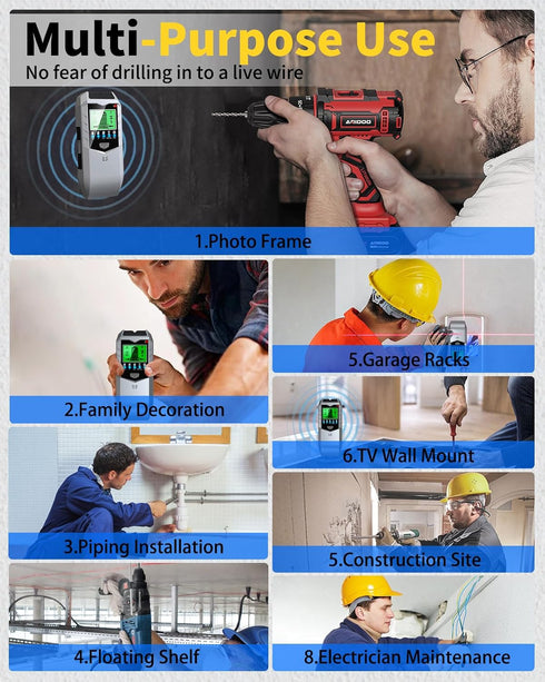 Stud Finder Wall Scanner, 5 IN 1 Upgraded Accuracy LCD Display Wall Wood Metal Stud Finder Detector, Stud Sensor Beam Finder for Center and Edge o...