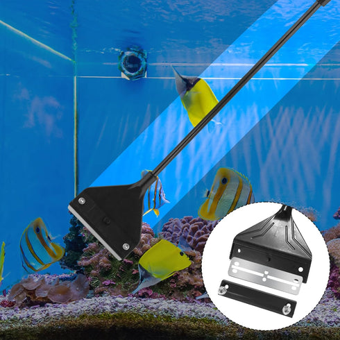 Algae Scraper for Glass Aquariums, 24.4 inch Extendable Handle Aquarium Scraper Scrubber Fish Tank Cleaner 2 in 1 Razor Scraper with 10 Blades Aqu...