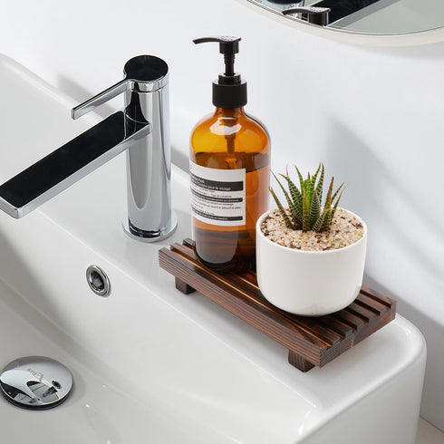 Small Kitchen Sink Soap Tray for Counter Dish Soap Dispenser Wooden Risers Stand for Bathroom Decor Farmhouse Wood Pedestal Kitchen Accessories Co...