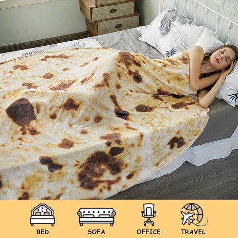 SeaRoomy Burritos Tortilla Throw Blanket, Tortilla Wrap Blanket, Novelty Tortilla Round Blanket Giant Tortilla Round Soft Blanket for Adults and K...