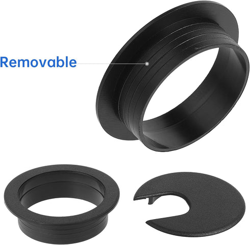 2 Pack Black Desk Gromments 2 Inch Desk Cable Cord Hole Cover Desk Wire Cord Cable Grommets ABS Plastic Wire Cable Hole Cover Desk Hole Grommet Wi...