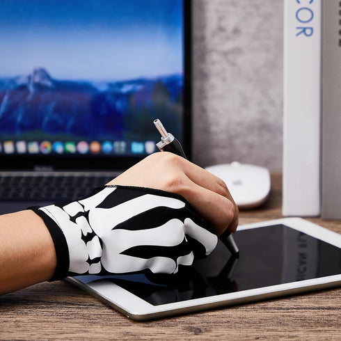 2 Pieces Skeleton Artist Glove for Drawing Tablet Glove for Graphics with 2 Finger Digital Tablet Drawing Glove Palm Rejection Glove for Pad Paint...