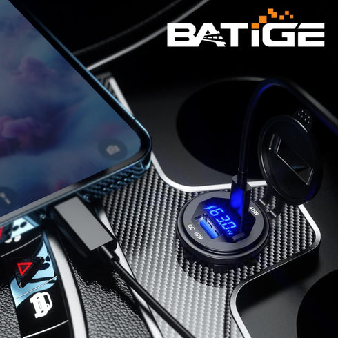 BATIGE PD 45W USB C Quick Charger 18W USB 3.0 Charger Socket Waterproof with Switch LED Voltmeter and Wire Fuse DIY Kit for 12V/24V Car Boat Marin...