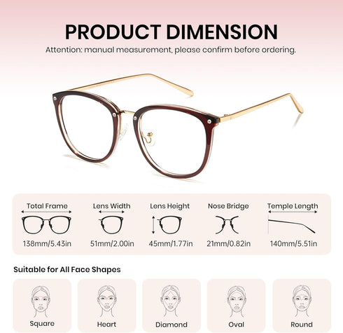 Cyxus TR90 Cat Eye Women Eyewear Frames Round Stylish Retro Metal Ultra Light Blue Light Glasses UV Blocking Eyeglasses...