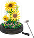 Flower Bouquets Building Toys - 545 PCS Sunflower Micro Building Blocks Kit with Dust Cover, Preserved Flower Home Decor Christmas New Year Birthd...