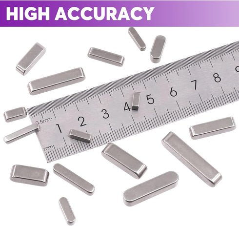 Swpeet 140Pcs 16 Sizes Stainless Steel 3mm 4mm 5mm 6mm Round Ended Feather Key Parallel Drive Shaft Keys Set Key Stock Assortment for Fasteners Me...