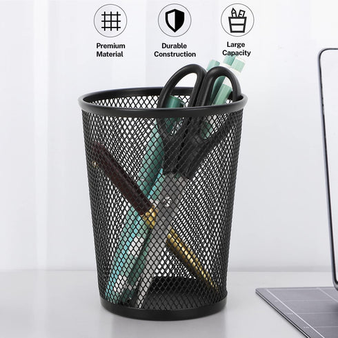 MaxGear Pen Holder for Desk, Premium Mesh Metal Pencil Holder Pen Cup Marker Holder Makeup Brush Holders, Desk Accessories & Workspace Organizers ...