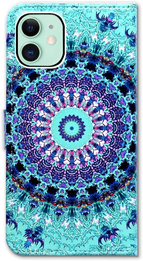 Case for iPhone 11, Green Mandala Design Flip Leather Case Wallet Cover with Credit Card Slot ID Card Holder Kickstand for iPhone 11...