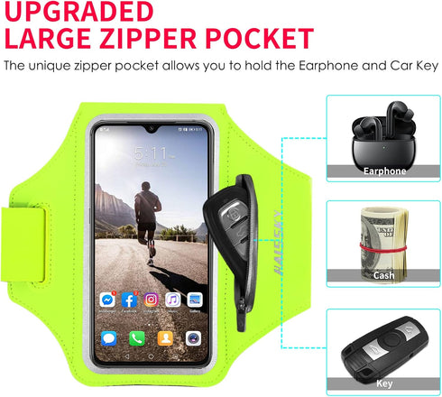 HAISSKY Running Armband with Airpods Bag Cell Phone Armband for iPhone 12/11 Pro /11/XR/XS/X/8, Galaxy S9/S8 Water Resistant Sports Phone Holder C...