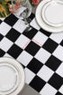 Table Runner Black and White Checkerboard Racing Theme for Anniversary Runner Dinner Parties Supplies Birthday Wedding Summer Outdoor Party Decora...