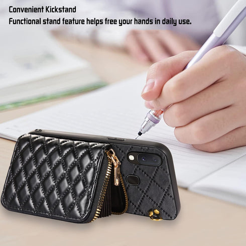 Furiet Compatible with Samsung Galaxy A20 A30 Zipper Wallet Case with Crossbody Shoulder Strap, 8 Card Slots and Leather Stand Accessories Cell Ph...