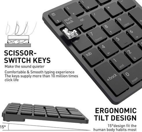 havit Bluetooth Number Pad Wireless Numeric Keypad Numpad 26 Keys Portable Mini Financial Accounting Rechargeable Numeric Pad for Laptop Desktop, ...
