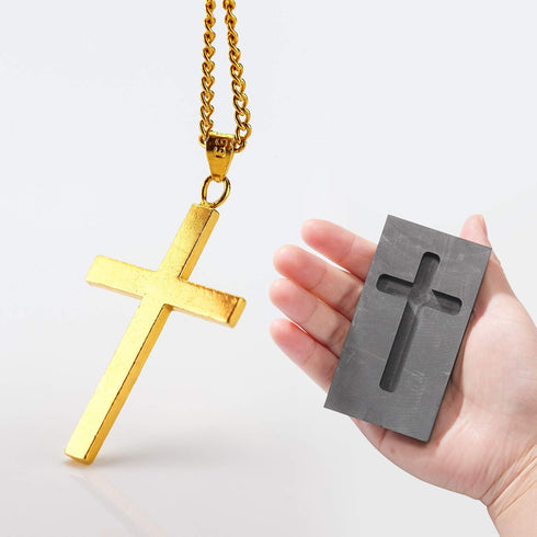 Skyley Cross Graphite Casting Ingot Mold Metal Refining Scrap Melting Casting Mould for Gold Silver Metal...