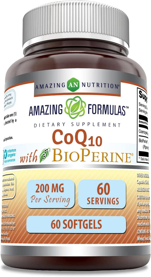 Amazing Formulas CoQ10 with Bioperine Supplement | 200 Mg Per Serving | 60 Softgels | Non-GMO | Gluten Free | Made in USA...