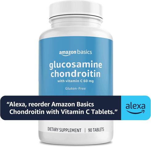 Amazon Basics Glucosamine 1500 mg with Chondroitin and Vitamin C 60 mg, 90 Tablets (2 per serving), Gluten Free...