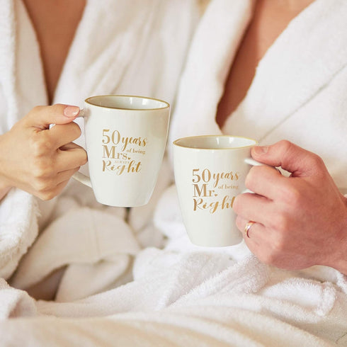 Canopy Street 50th Anniversary Mug Set / 50th Anniversary Mr. And Mrs. Always Right Coffee Mugs / 15 Ounce Anniversary Mugs/Fiftieth Anniversary P...