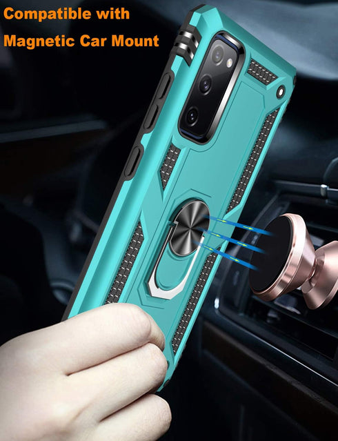 LUMARKE for Galaxy S20 FE Case with Screen Protector,Pass 16ft. Drop Tested Military Grade Protective Phone Cover with Magnetic Ring Kickstand Com...