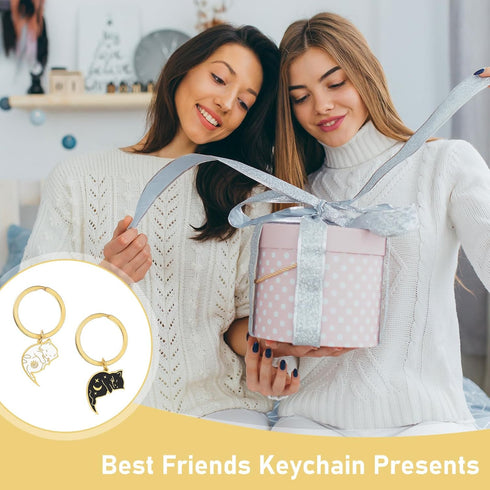 2PCS Cute Cat Keychain, Couples Matching Gifts BFF Frindship Gifts Keyring Boyfriend Girlfriend Anniversary...