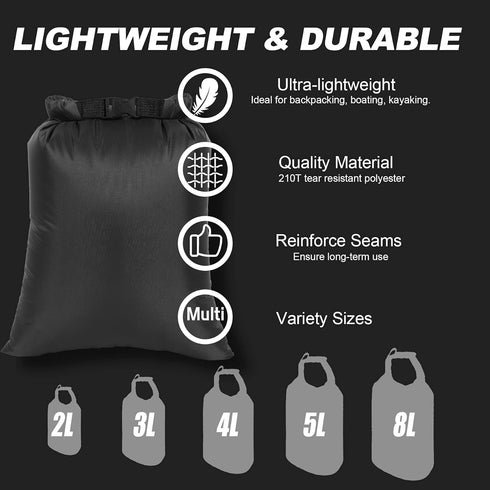 Dry Bags Waterproof Set, 5 Packs Ultralight Waterproof Bags Small Stuff Sack Water Proof Bag Dry Packs, Outdoor Dry Bag Keep Gear Dry for Backpack...