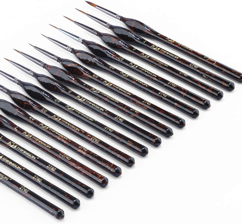 Transon Artist Detail Paint Brushes with Case 15pces for Model Miniature Painting, Nylon, Dark Brown...