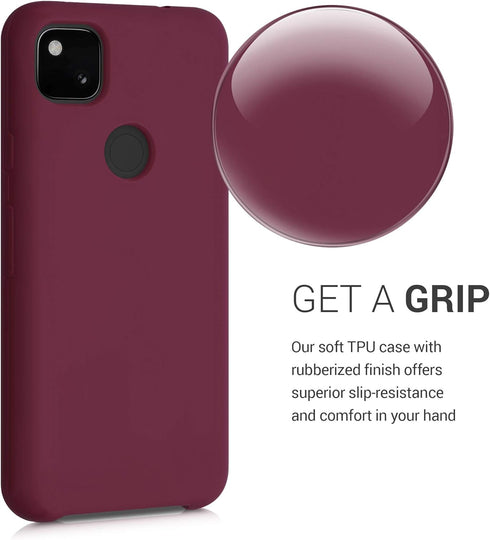 kwmobile Case Compatible with Google Pixel 4a Case - TPU Silicone Phone Cover with Soft Finish - Rhubarb Red...