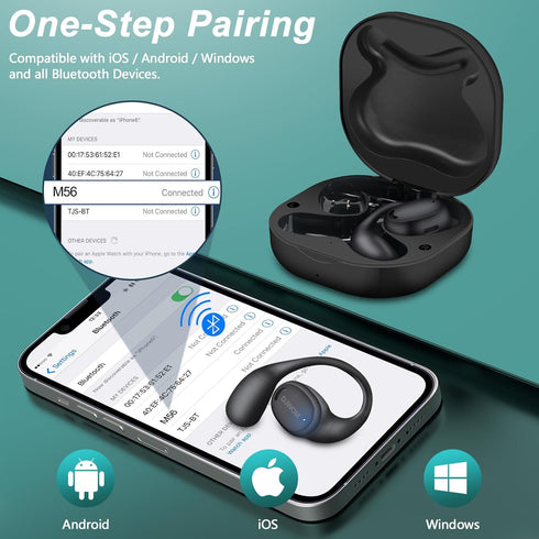 2024 Upgrade Bluetooth 5.4 Headphones Bass Stereo Wireless Earbuds Open Ear Headphones with ENC Mic IPX7 Waterproof Bluetooth Earbuds Over Ear Bud...