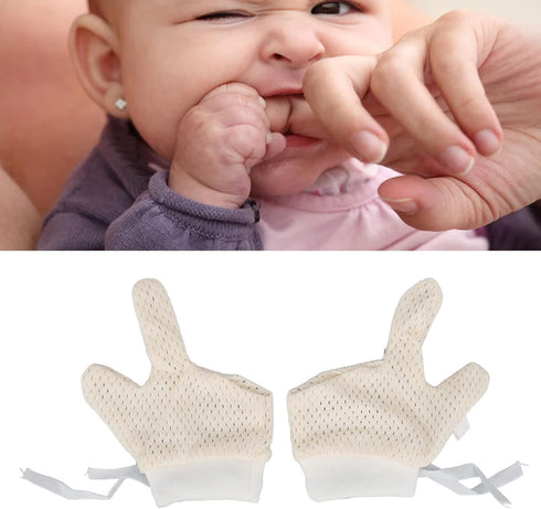 Toddler Finger Guard,Thumb Sucking Stop for Kids,Baby Mittens Mesh Hand Gloves with Drawstring Scratch, Unisex for Infants Newborns Boys Girls(M)...