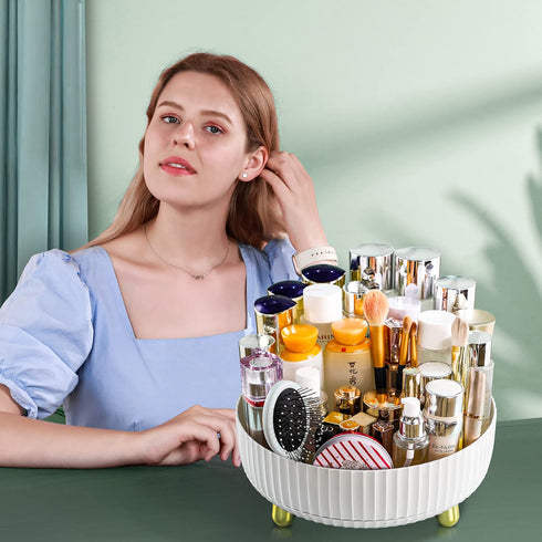 funest Makeup Perfume Organizer, 360 Degree Rotating Lazy Susan Cosmetic Desk Storage Lotions Display Case Round Tray with Large Capacity, for you...
