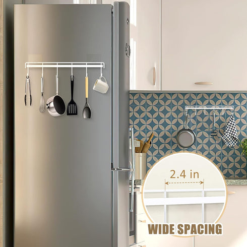 Kitchen Utensil Rack Wall Mount, White Adhesive Kitchen Utensil Hanger No Drilling Kitchen Utensil Holder Space Saving Kitchen Wall Hooks for Kitc...