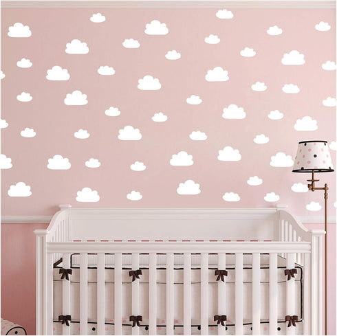 56 Pieces/Set Cloud Wall Decal Vinyl Sticker Nursery Kids Child Boys Girls Room Decor Nursery Baby Bedroom Decoration Home Stickers YMX03 (White)...