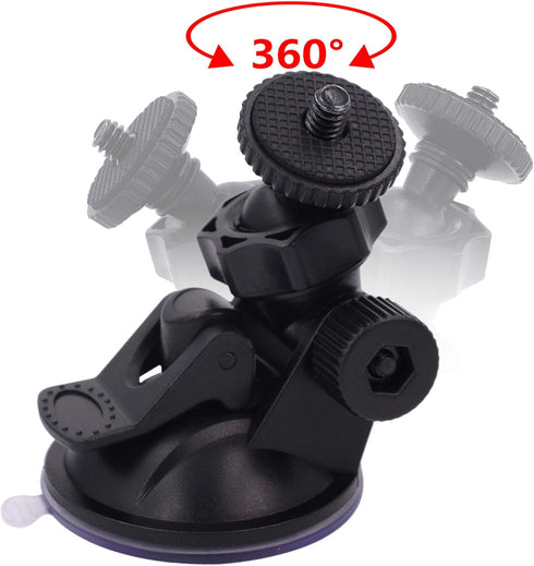 CH01A 1/4" 1/8" Thread Camera Suction Mount Tripod Holder in Dash Cam Mount Holder - Screw Tripod Windshield Holder Fits Sony/Ricoh/HP/GoPro/Oculu...