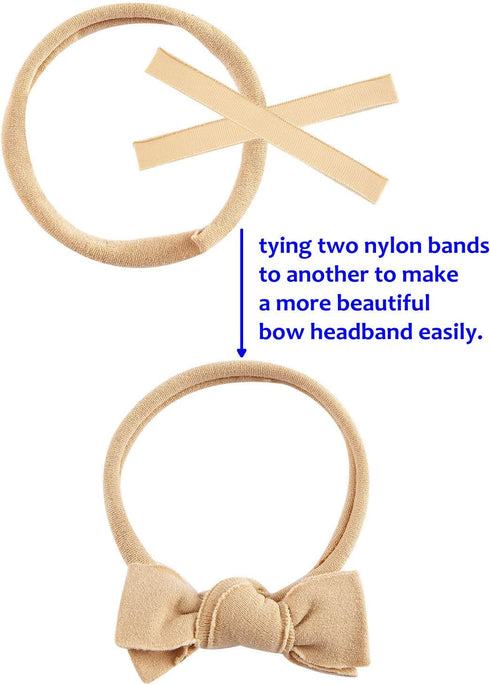 inSowni 200 Pack Bulk Wholesale Super Soft Stretchy DIY Nylon Headbands Hair Bands for Baby Girls One Size Fits All...