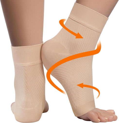 KEMFORD Ankle Compression Sleeve - Plantar Fasciitis Braces - Open Toe Compression Socks for Swelling, Sprain, Neuropathy, Arch Support for Men an...