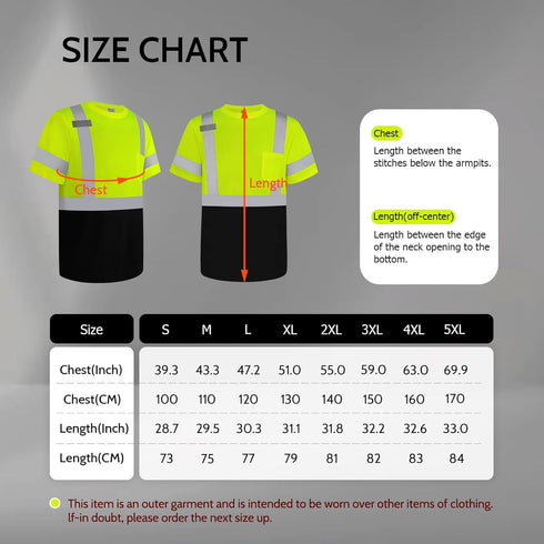 High Visibility Shirts for Men Class 3 Construction Shirts with Pocket, Hi Vis Reflective Safety Work Shirts for Men Women, Short Sleeve with Blac...