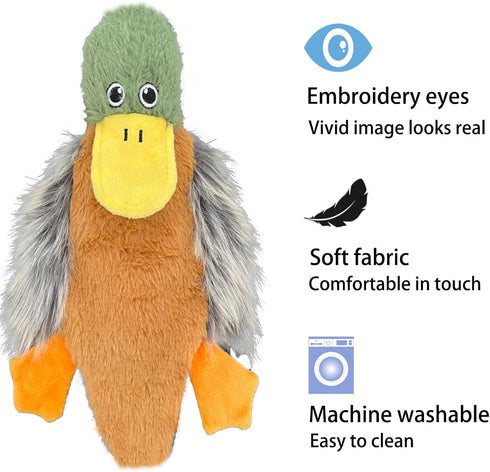 No Stuffing Dog Toys 3 Pack, Squeaky Dog Toys for Large Dogs, Plush Toys for Aggressive Chewers, Indestructible Crinkle Paper Duck Dog Toy, Puppy ...