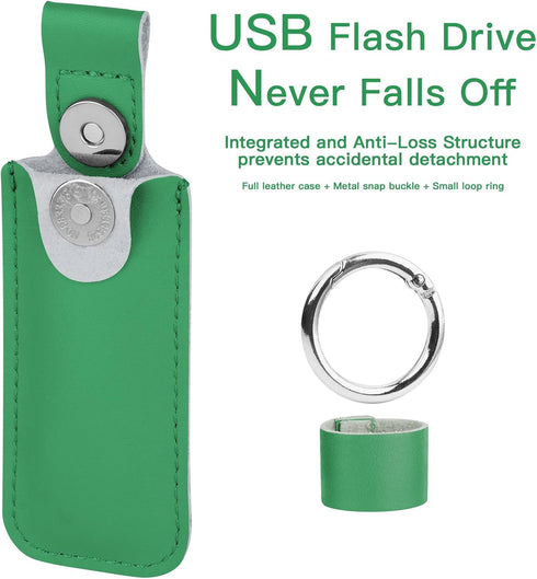 Microfiber Leather USB Flash Drive Case - Anti Lost USB Flash Drive Holder Protective Cover with Keychain, Small Portable Storage Carrying Case fo...