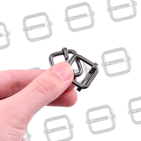 Swpeet 60Pcs 1/2 Inch - 13mm Gun-Black Metal Rings Rectangle Adjuster Triglides Slides Buckle, Roller Pin Buckles Slider Strap Adjuster Keychains ...