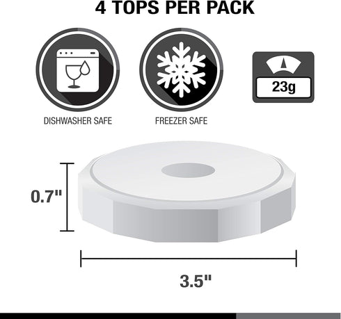 Masontops Tough Tops - Ball Wide Mouth Mason Jar Lids Plastic Leakproof - BPA-Free White Plastic Mason Jar Lids - Reusable Dry Canning Lids fit Ba...