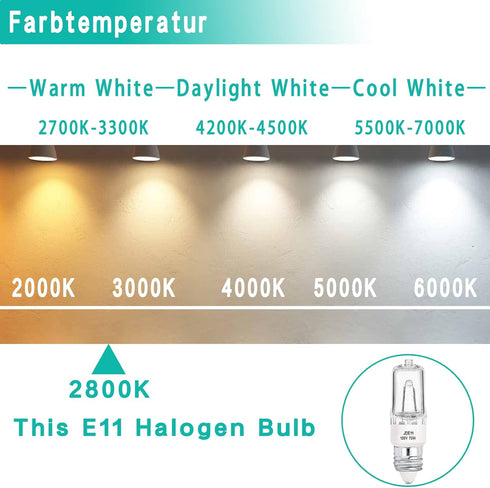 JDE11 75W 120V Halogen Bulb T4 Mini Candelabra Base Warm White 2800K Dimmable JD E11 Bulbs(Pack of 5)...