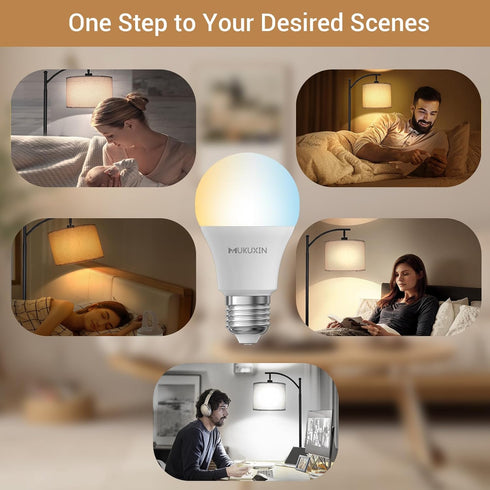 LED Light Bulb with Remote Control, 12W LED Bulb Dimmable 3000K-6000K, 50FT Remote Distance, E26 LED Bulbs 100 Watt Equivalent, Timer & 4 Scene Mo...