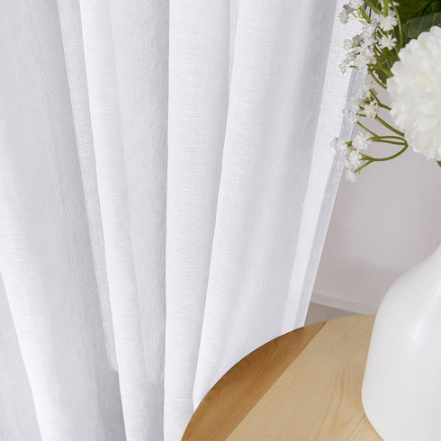Tollpiz Sheer Tier Curtain Linen Textured Half Kitchen Curtains Sheer Light Filtering Rod Pocket Voile Small Curtains for Bathroom, 25 x 36 inches...