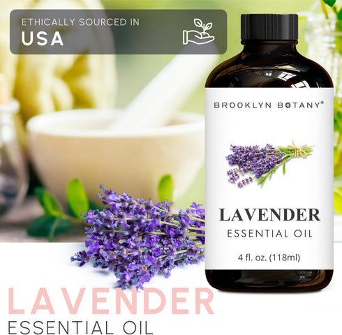 Brooklyn Botany Lavender Essential Oil - Huge 4 Fl Oz - 100% Pure and Natural - Premium Grade with Dropper - for Aromatherapy and Diffuser...