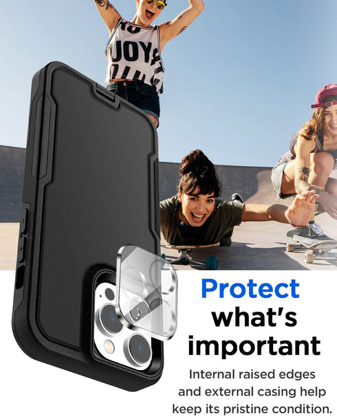 AICase for iPhone 15 Pro Case with Glass Screen Protector+Camera Lens,Heavy Duty Drop Protection Full Body Rugged Shockproof Military Protective T...