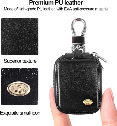 MRPLUM Earbud Carrying Case Small PU Leather Hard Portable Earphone Case Protective Storage Pouch Bag with Mesh Pocket & Keychain for Wireless Hea...