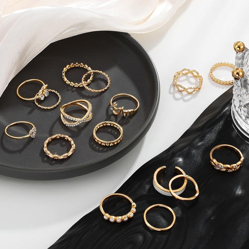 Vintage Gold Knuckle Rings Set for Women,Bohemian Stackable Joint Finger Ring Sets,Y2K Fashion Cute Retro Midi Rings Pack Trendy Dainty Jewelry Gi...
