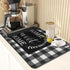 Coffee Mat for Countertops, Black White Grey Buffalo Grid Dish Drying Mat 2 Pcs for Kitchen Coffee Bar Accessories, Fit Under Coffee Maker Espress...
